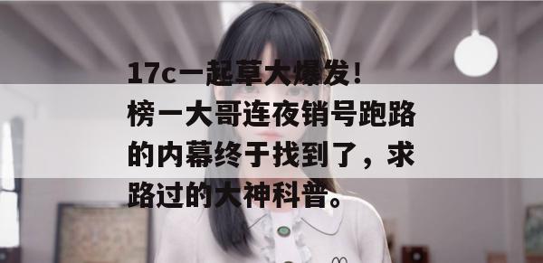 17c一起草大爆发!榜一大哥连夜销号跑路的内幕终于找到了,求路过的大神科普。